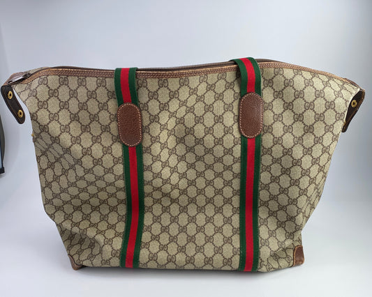 Gucci | Vintage GG Web Large Travel Tote | Coated Canvas