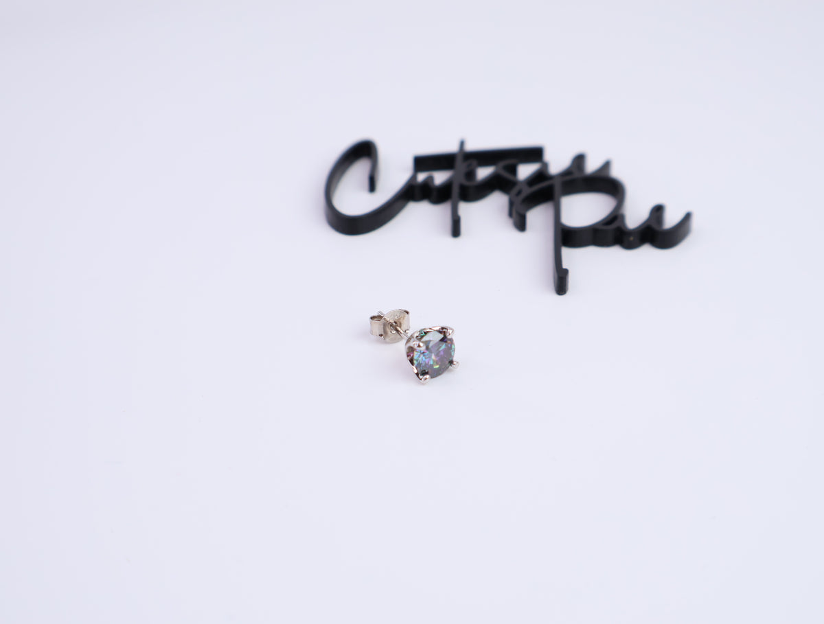 Blue Moissanite Round Stud Earrings | 1.0CT Each (2.0CT Total) | 950 Platinum-Plated Sterling Silver | Certificate Included