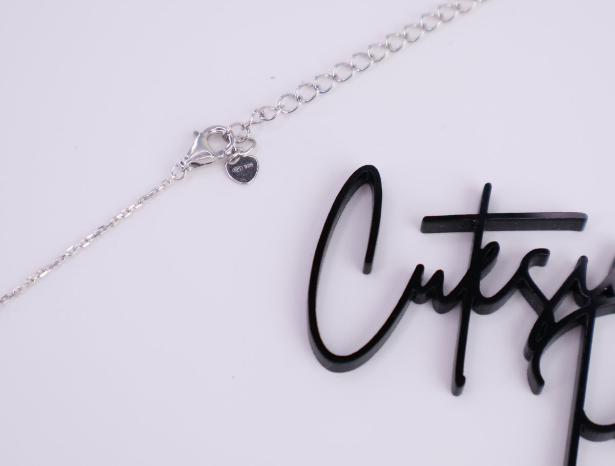 Blue Moissanite Station Necklace | 0.5CT Each | Rhodium-Plated Sterling Silver | Certificate Included
