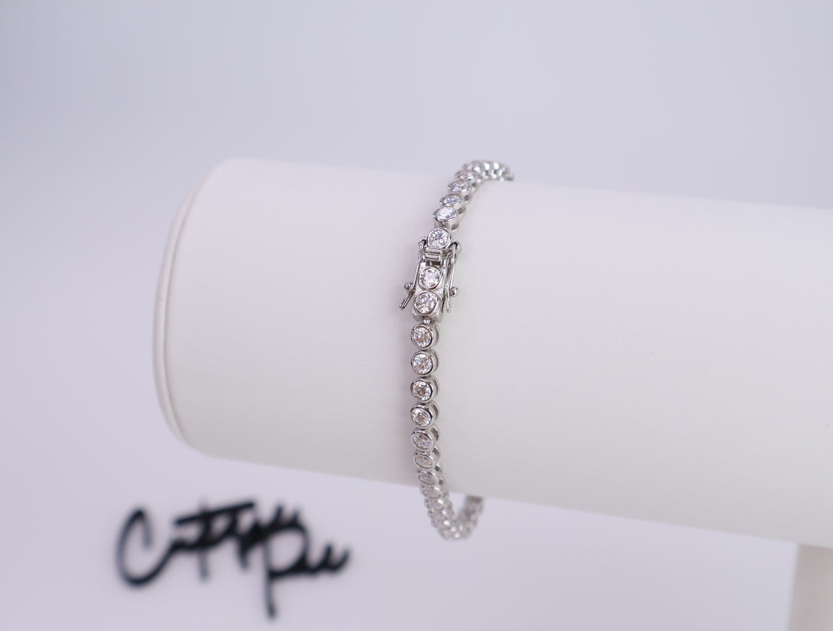 Moissanite Bezel Tennis Bracelet | 3.5MM | Sterling Silver | Certificate Included