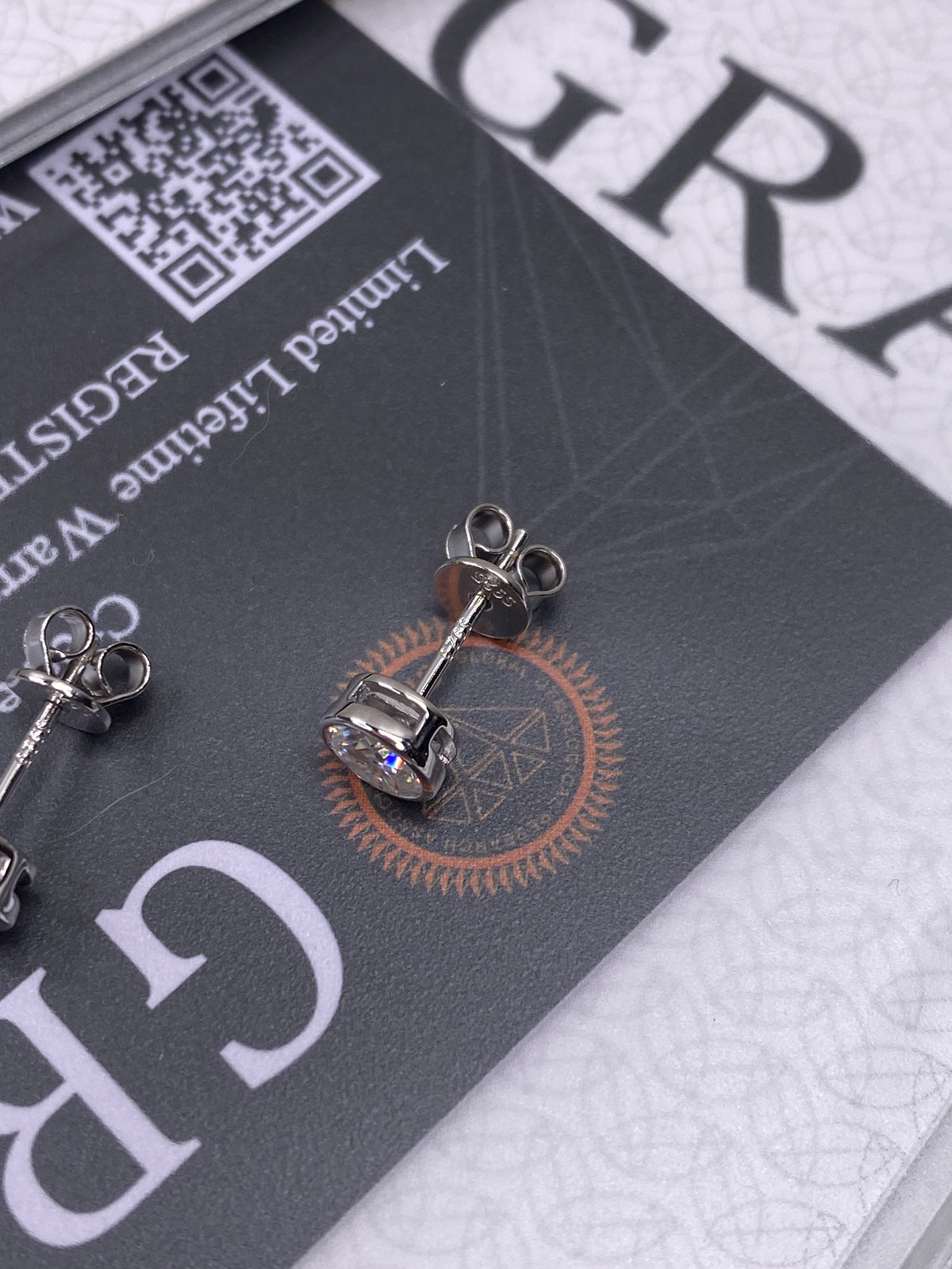 Moissanite Round Bezel Stud Earrings | 0.5CT Each (1.0CT Total) | 950 Platinum-Plated Sterling Silver | Certificate Included