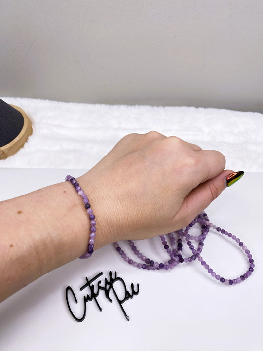 4MM Faceted - Lepidolite | Natural Crystal Stretch Bracelet