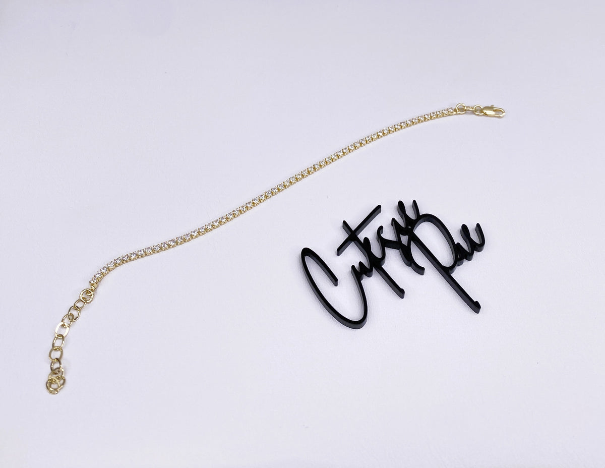 Round CZ Tennis Bracelet | 2MM | 18K Gold-Filled