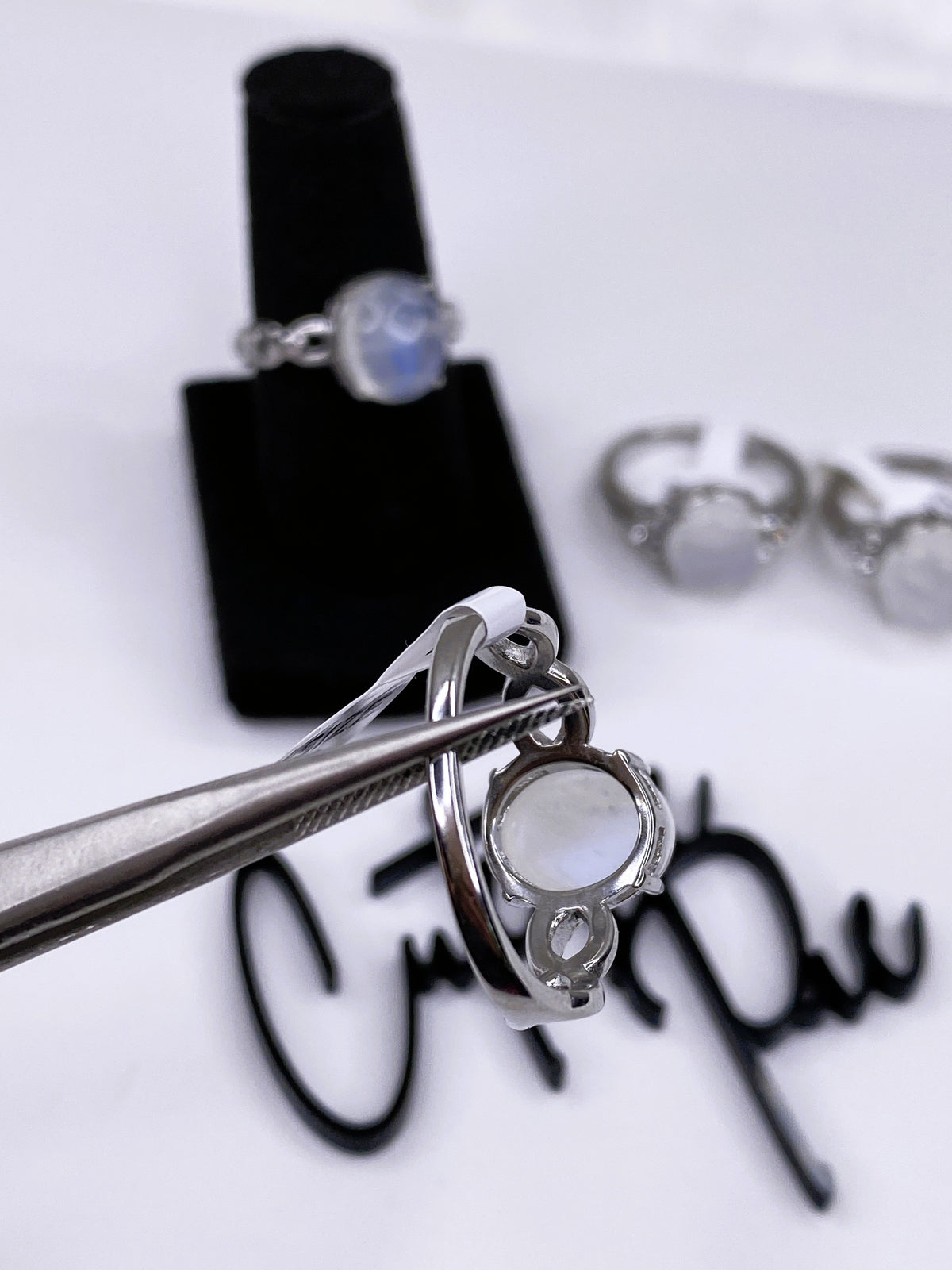 Natural Moonstone Ring | 8x10mm Gemstone | 316L Stainless Steel