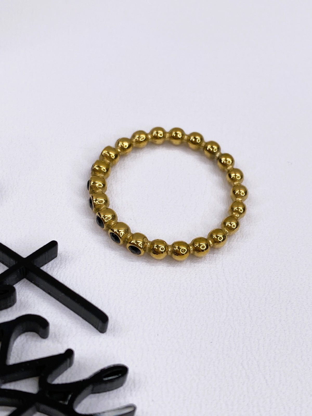 Round Eternity Stacking Ring | 3MM | Clear or Black CZ | 18K Gold PVD | 316L Stainless Steel
