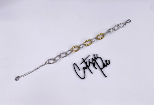Two-Tone Oval Link Bracelet | 14K Gold PVD & Steel | 304 Stainless Steel