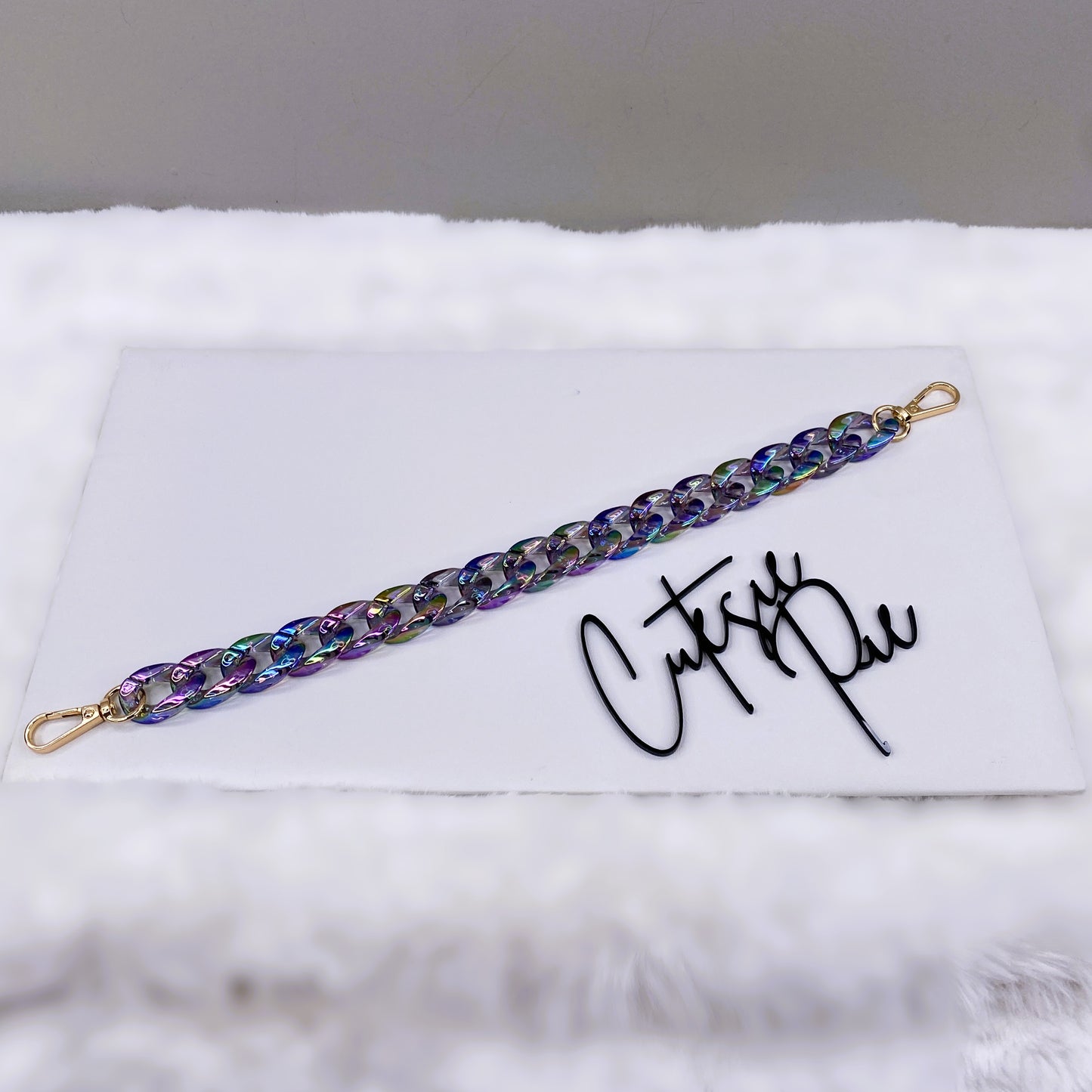 Iridescent Rainbow Chain Strap | Purse Chain, Phone Chain & Bag Charm Accessory