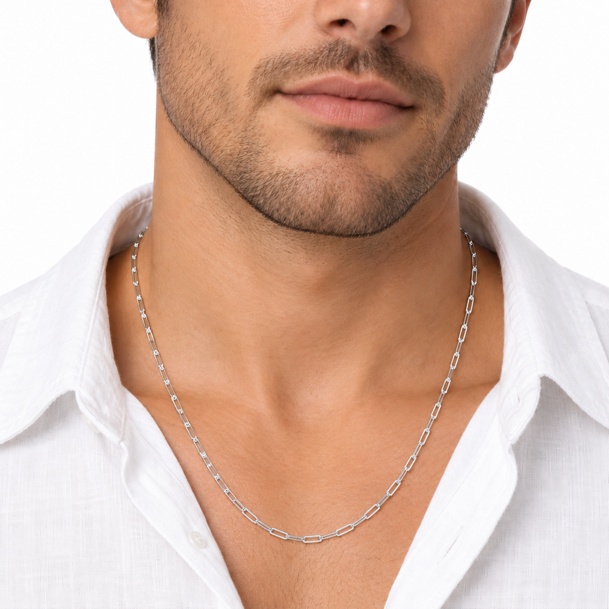 Paperclip Chain Necklace | 2.8MM | Rhodium-Plated Sterling Silver