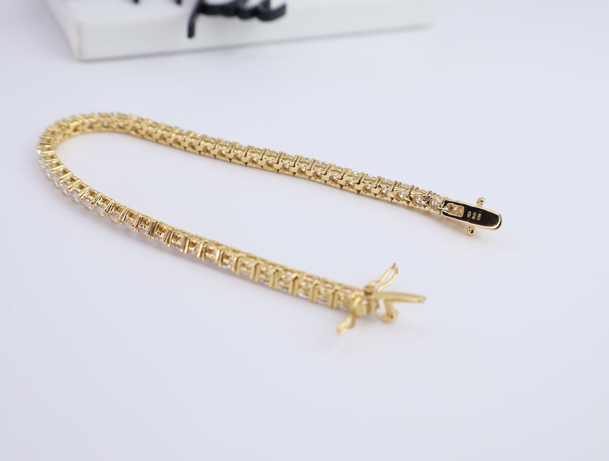 Moissanite Tennis Bracelet | 3.3MM | 18K Gold-Plated Sterling Silver | Certificate Included