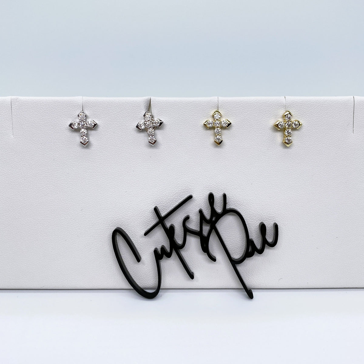 Moissanite Faith Cross Stud Earrings | 12x10MM | 18K Gold or 950 Platinum-Plated Sterling Silver | Certificate Included
