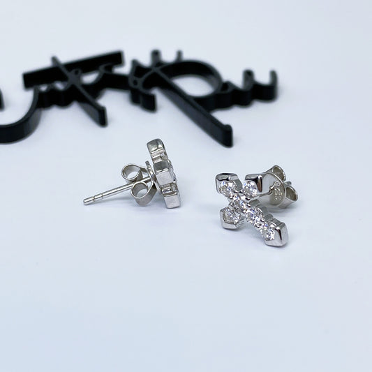 Moissanite Faith Cross Stud Earrings | 12x10MM | 18K Gold or 950 Platinum-Plated Sterling Silver | Certificate Included