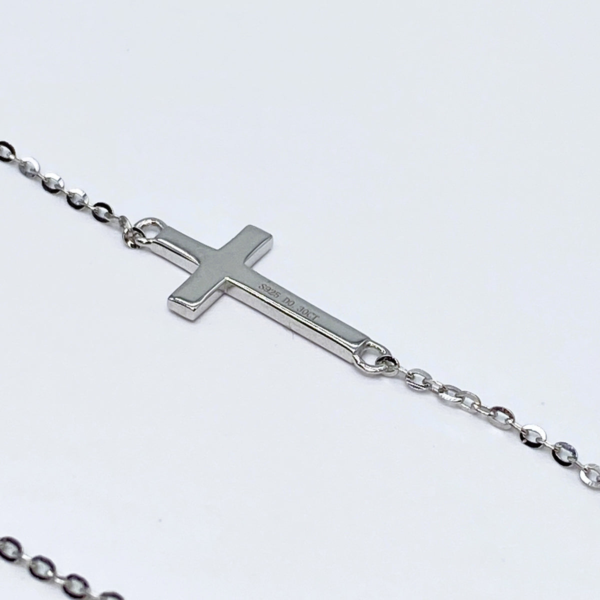 Moissanite Station Cross Necklace | 0.3CT | 950 Platinum-Plated Sterling Silver | Certificate Included