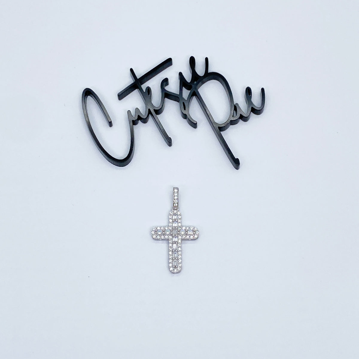 Moissanite Radiance Cross Pendant | Rhodium-Plated Sterling Silver | Certificate Included