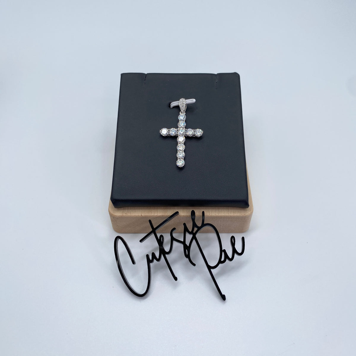 Moissanite Legacy Cross Pendant | Rhodium-Plated Sterling Silver | Certificate Included