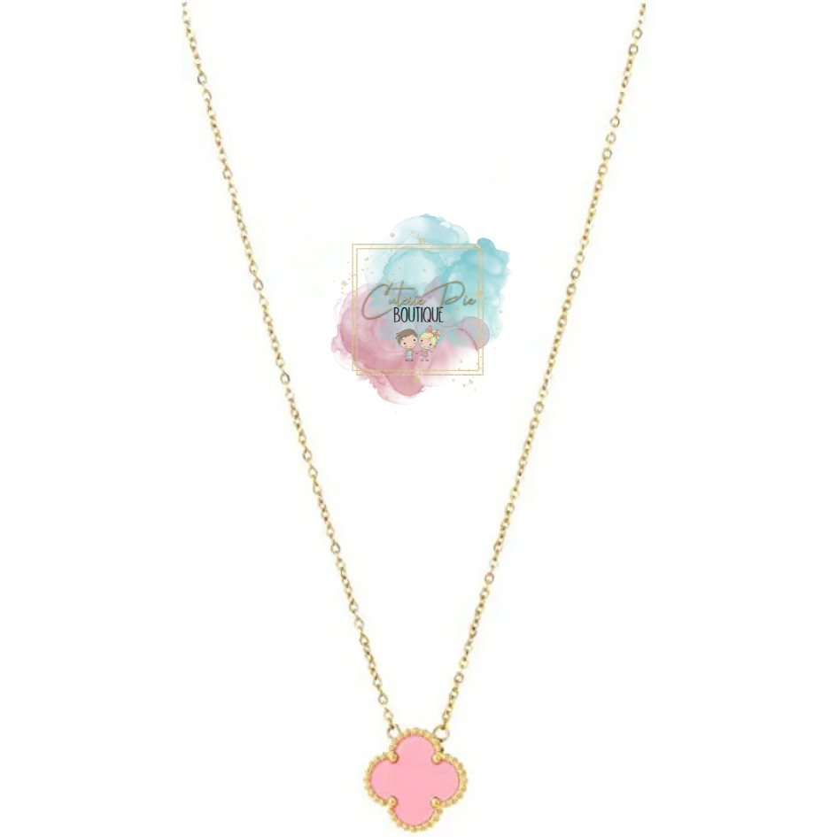 STAINLESS JEWELRY - Clover PINK Jewelry - Earring / Bracelet / Necklace / SET