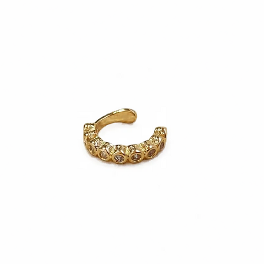 CZ Round Bezel Ear Cuff | 12MM | 18K Gold-Filled