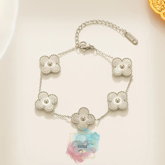 STAINLESS JEWELRY - Clover SILVER - Earring / Bracelet / Necklace / SET