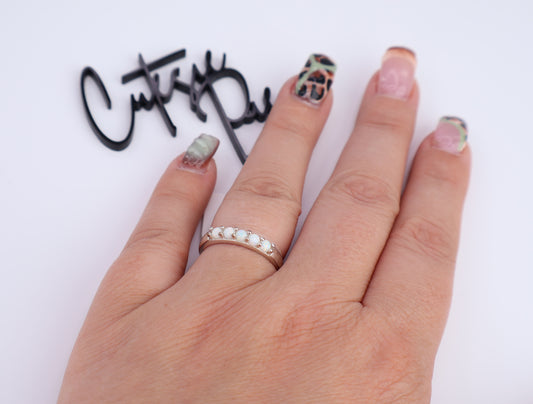 Simulated Opal Band | 3.5MM | .925 Sterling Silver