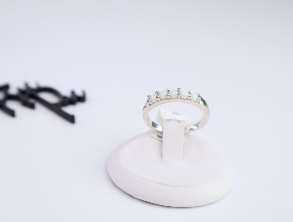 Simulated Opal Band | 3.5MM | .925 Sterling Silver