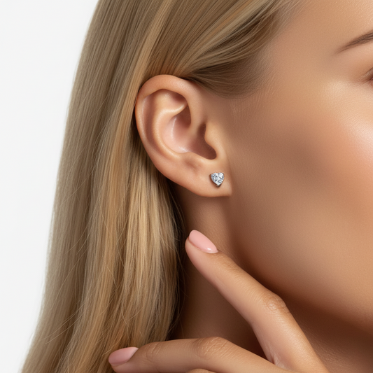 PREMIUM STAINLESS STEEL - EARRINGS - HEART STUD 4MM