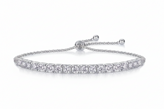 Moissanite Tennis Bolo Adjustable Bracelet | 3MM | Round Brilliant 1.8CT | Sterling Silver | Certificate Included