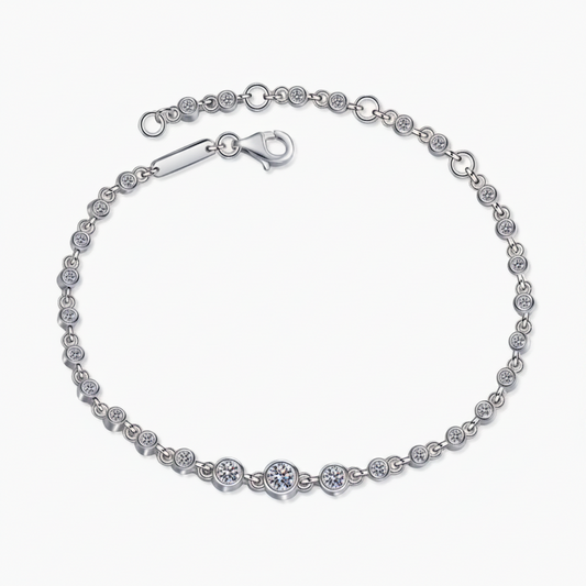 Moissanite Bezel Bracelet | 0.87CT | 18K Rose Gold or 950 Platinum-Plated Sterling Silver | No Certificate
