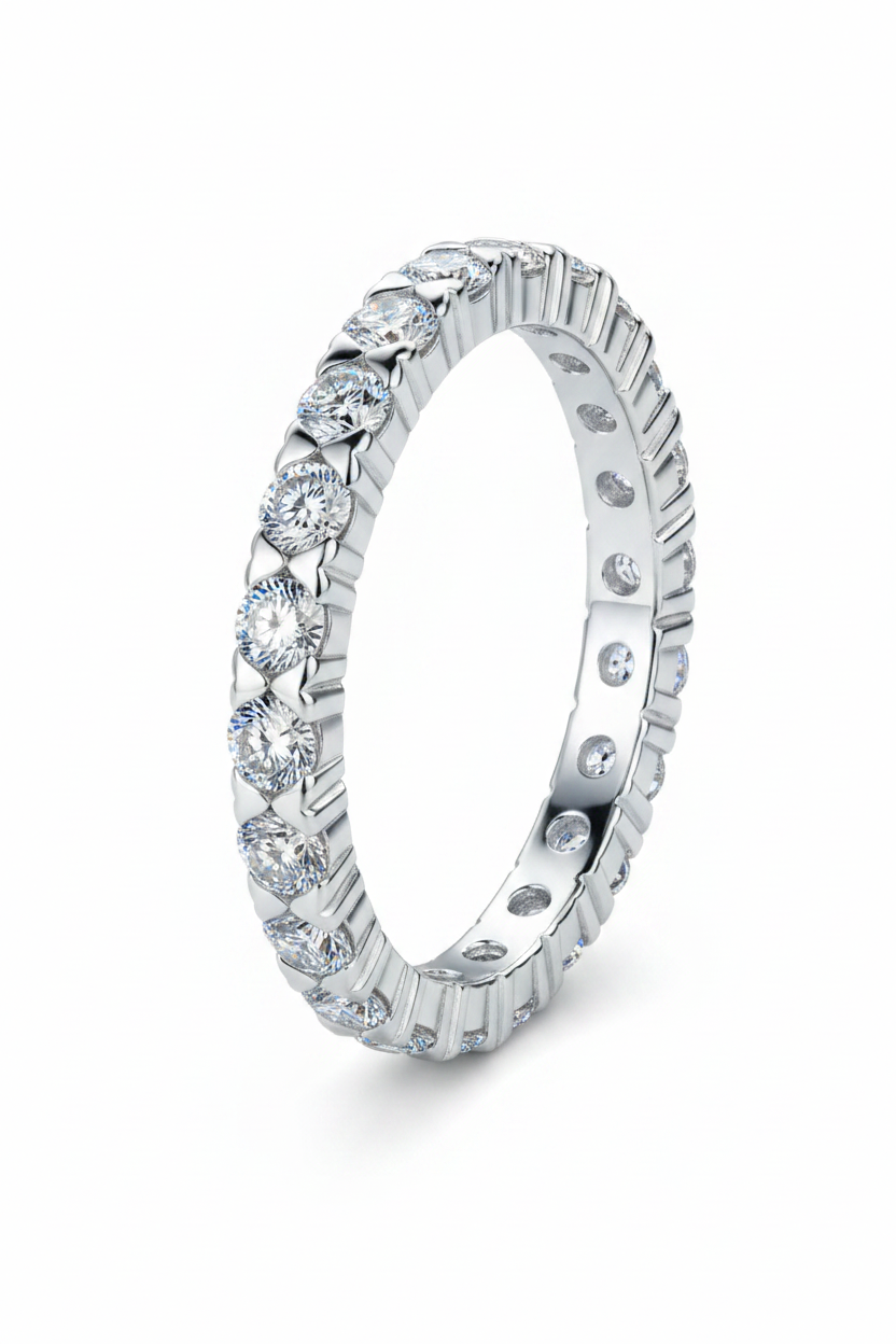 Moissanite Eternity Band Ring 2.5MM 1.32CT | 950 Platinum over Sterling Silver | Silver | NO Certificate