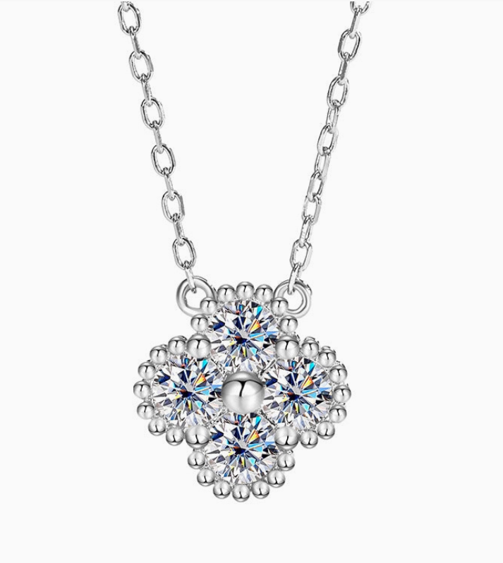 Moissanite Clover Necklace 1.2CT | Sterling Silver | Gold, Rose Gold & Silver | Certificate Included