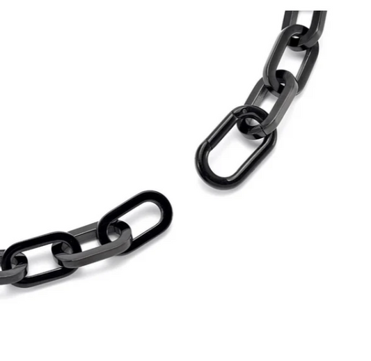 PREMIUM STAINLESS STEEL - BRACELET - CHUNKY PAPERCLIP 10MM in BLACK