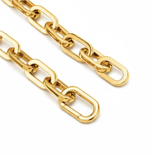 PREMIUM STAINLESS STEEL - BRACELET - CHUNKY PAPERCLIP 10MM in GOLD
