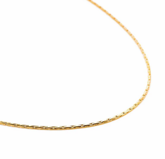 Bar Link Chain Necklace | 1.3MM Diamond Cut | 18K Gold PVD | Premium Stainless Steel
