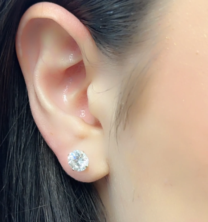 Moissanite Round Stud Earrings | 6MM (0.8CT EACH) | 14K Yellow Gold | Certificate Included