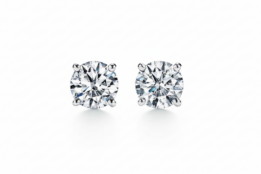 Moissanite Round 4-Prong Stud Earrings | 8.0MM | 2.0CT Each (4.0CT Total) | 950 Platinum-Plated Sterling Silver | Certificate Included