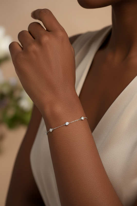 Moissanite Stella Station Bracelet | 0.7CT | 950 Platinum Sterling Silver | Certificate Included