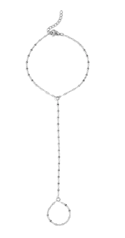 Olivia Rice Bead Hand Chain Bracelet | Gold or Steel | 316L Stainless Steel