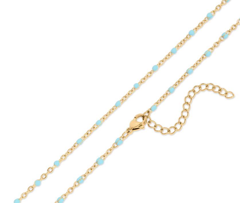 Azure Bead Station Necklace | Gold or Steel | 316L Stainless Steel