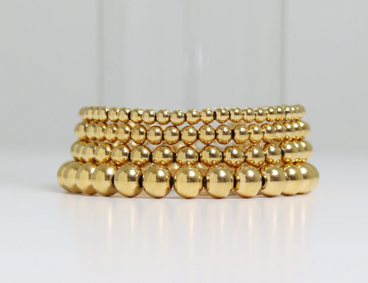 Round Bead Bracelet | 8MM | 18K Gold PVD | 316L Stainless Steel