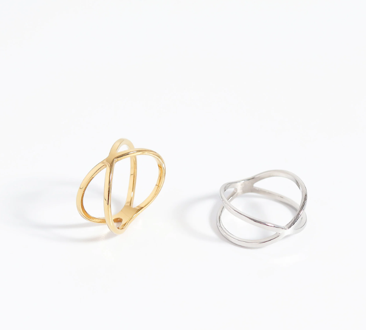 Criss Cross Ring | 18K Gold PVD or Steel | 316L Stainless Steel