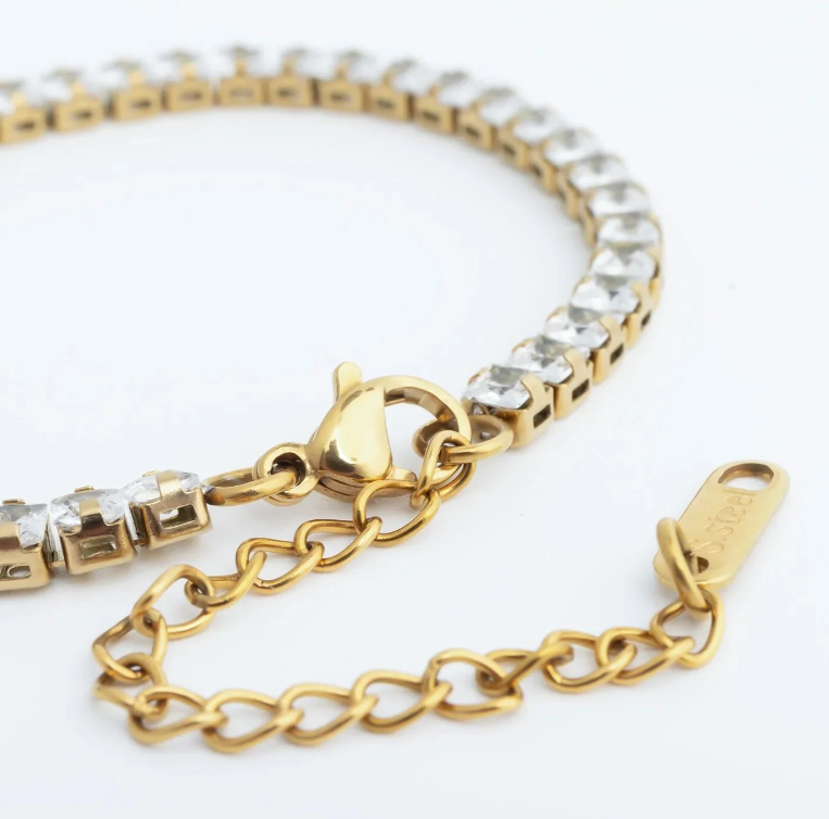 Emerald-Cut CZ Tennis Bracelet | 3.65MM | 18K Gold PVD or Steel | 316L Stainless Steel