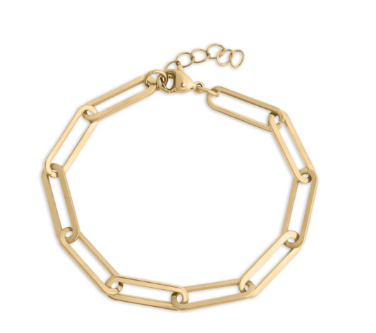 Long Paperclip Link Bracelet | 6MM | 18K Gold PVD or Steel | 316L Stainless Steel