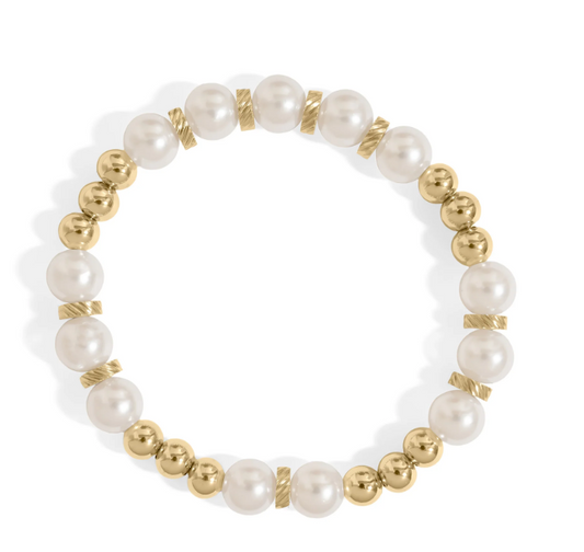 Glass Pearl Stretch Bracelet | 6–8MM | 18K Gold PVD or Steel | 316L Stainless Steel