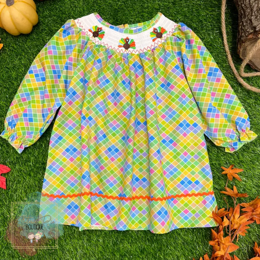 Turkey Smocked Dress - Fall / Thanksgiving