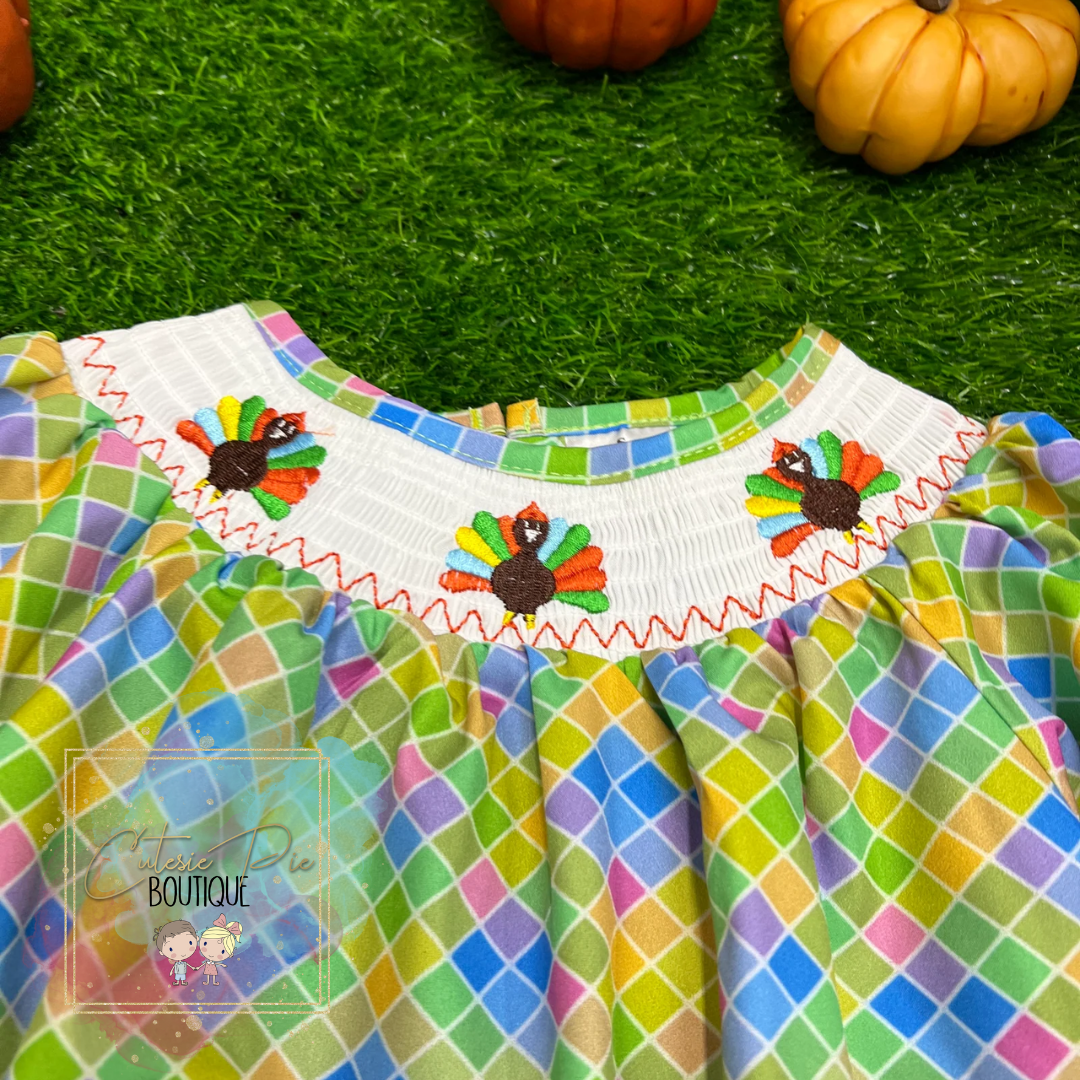 Turkey Smocked Dress - Fall / Thanksgiving