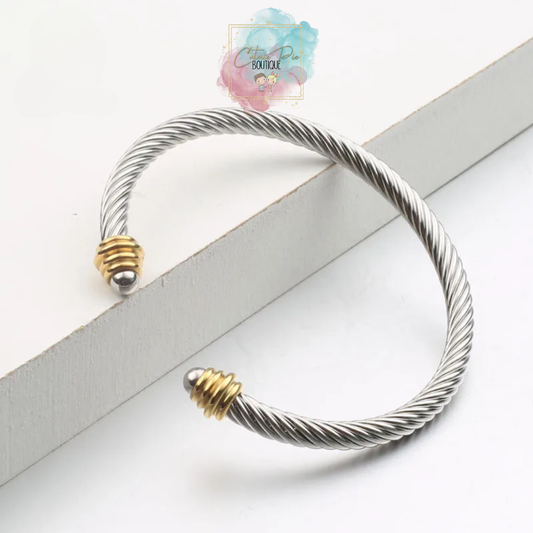 STAINLESS JEWELRY - Cable Twist Cuff Bracelet - Titanium Steel Plated