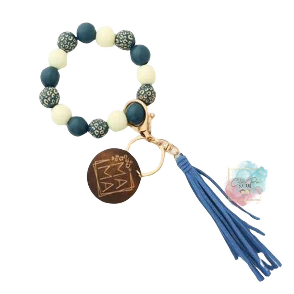 Silicone Bead Bracelet Keychain with Tassel | Bag Charm & Keychain Accessory