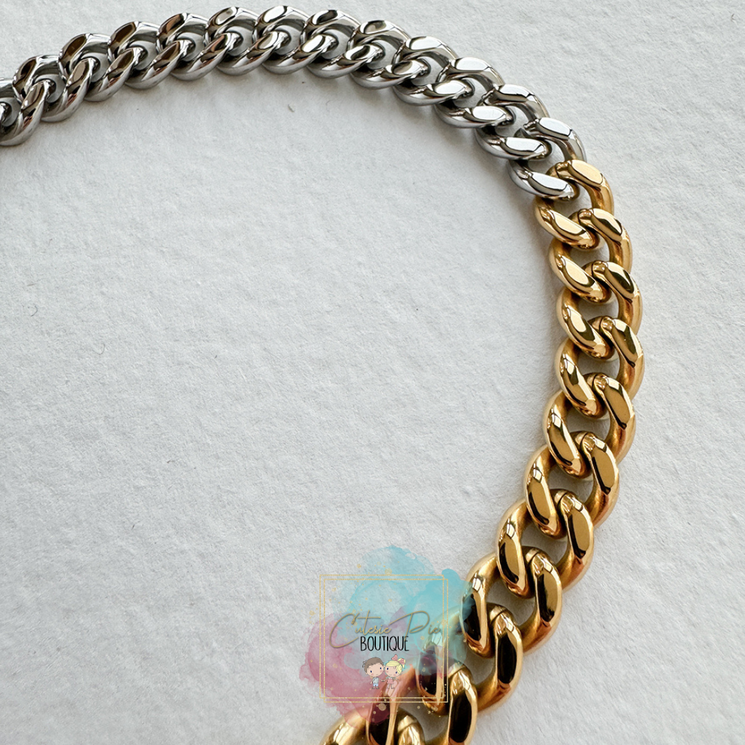 STAINLESS JEWELRY - 2-Tone Toggle Necklace - Titanium Steel Plated