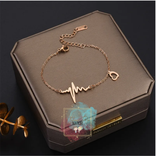 STAINLESS JEWELRY - Heartbeat Bracelet in Rose Gold - Titanium Steel Plated