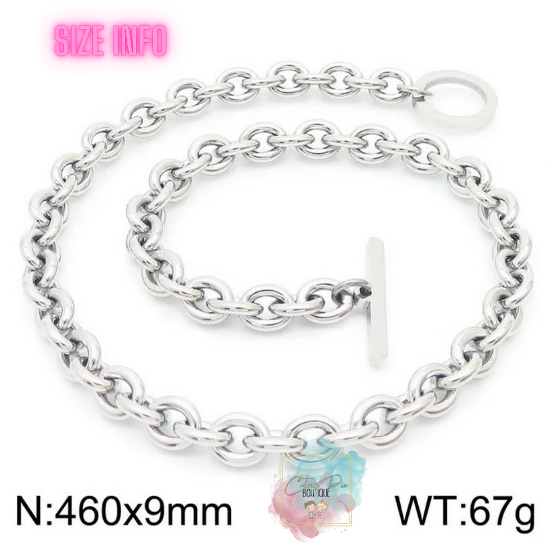 STAINLESS JEWELRY - Toggle Round Link Necklace, Bracelet or SET - Titanium Steel Plated