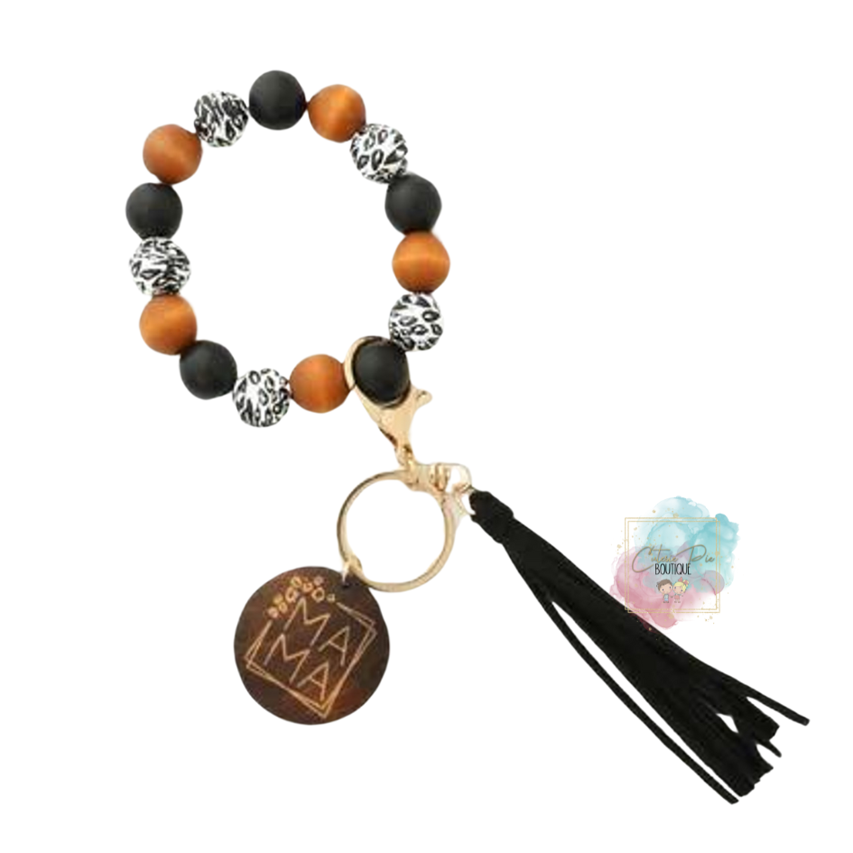 Silicone Bead Bracelet Keychain with Tassel | Bag Charm & Keychain Accessory