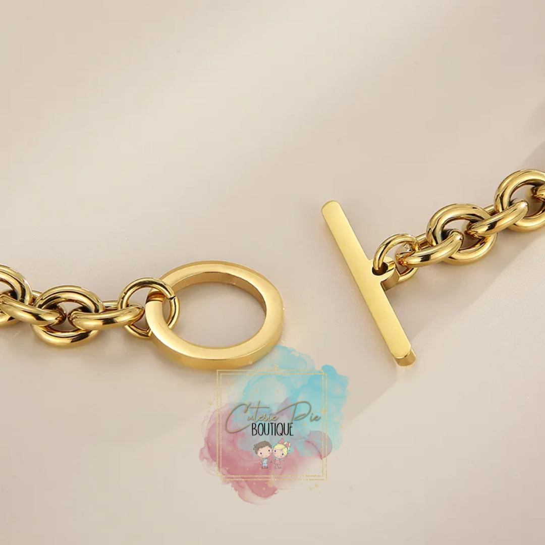 STAINLESS JEWELRY - Toggle Round Link Necklace, Bracelet or SET - Titanium Steel Plated